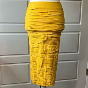 Yellow Pencil Skirt Tiered‎ Ruffle Bodycon Fitted Career Party Size Unknown